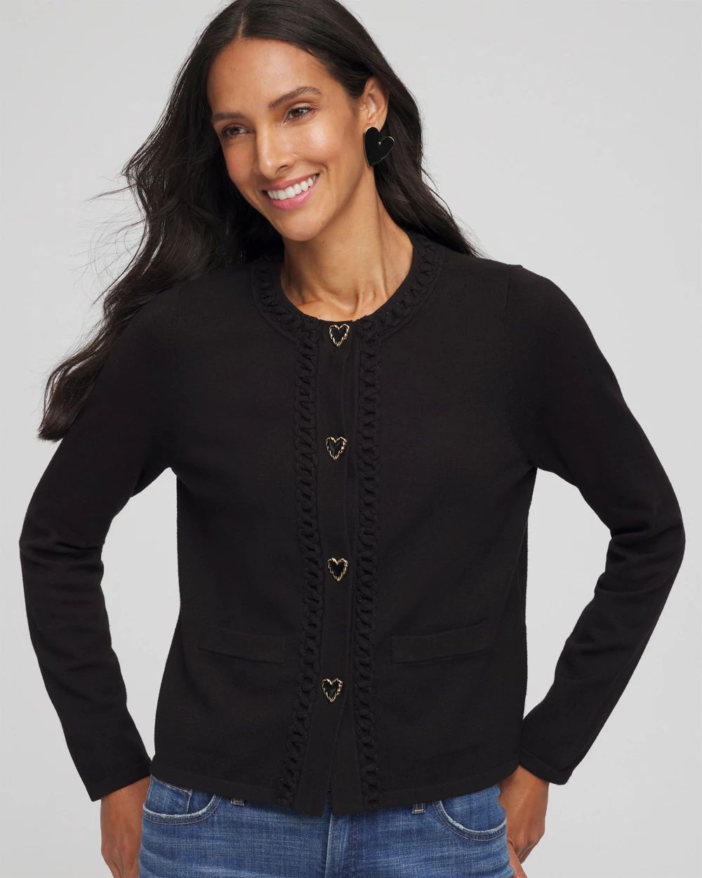 V-Day Embroidered Crewneck Cardigan | Chico's